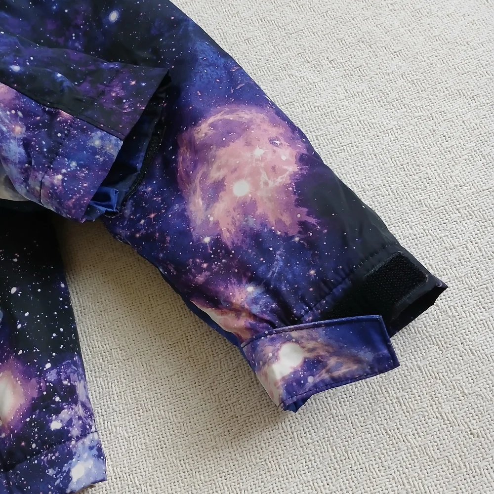 lands end ♡ galaxy full zip jacket kids medium 10 12 space whimsy